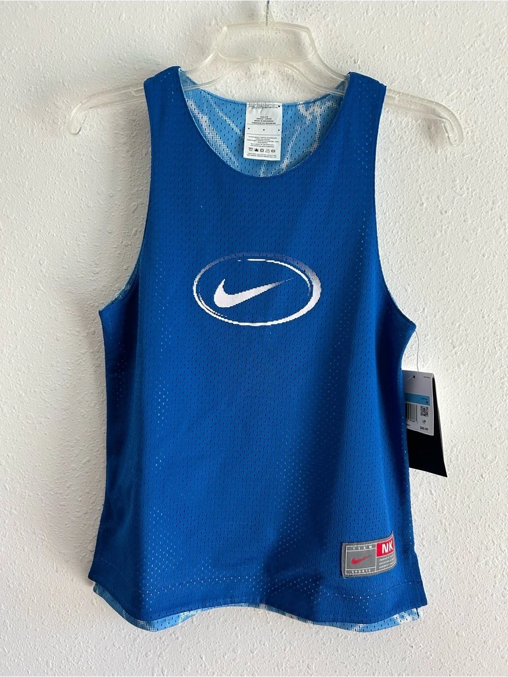 Nike Reversible Basketball Jersey Kids Size M Blue Mesh Logo
